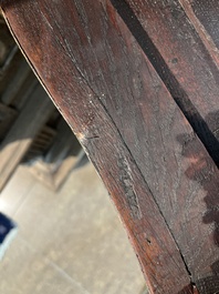 Jean-Pierre Latz (1691-1754): A small Louis XV marquetry commode with gilt bronze mounts and red marble top