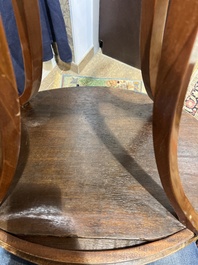 Jean-Joseph Chapuis (1765-1864): A brass inlaid wooden gueridon on four curved supports, first quarter 19th C.