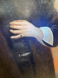 Illegibly signed, possibly School of Lille: Portrait of a nobleman with pocket watch, oil on canvas, 17th C.