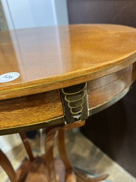 Jean-Joseph Chapuis (1765-1864): A brass inlaid wooden gueridon on four curved supports, first quarter 19th C.