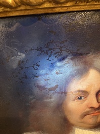 Illegibly signed, possibly School of Lille: Portrait of a nobleman with pocket watch, oil on canvas, 17th C.