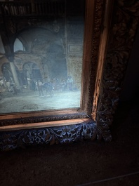 Jacques Fran&ccedil;ois Carabain (1834-1933): 'Une vue de la Piazza d'Erbe &agrave; Padoue' (Piazza delle Erbe, Padua), olie op doek