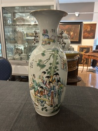 A Chinese famille rose double narrative design vase, 19th/20th C.