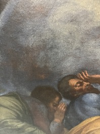 Franse school, navolger van Rafa&euml;l (1483-1520): De transfiguratie van Jezus, olie op doek, 17de eeuw