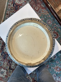 A large Chinese blue and white 'hu' vase with phoenixes and lotus scrolls, 19th C.