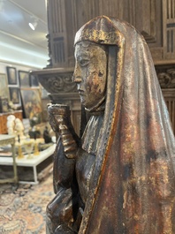 A polychromed wooden Saint Anne Trinity group, probably Flanders or Northern France, 15th C.