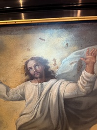 Franse school, navolger van Rafa&euml;l (1483-1520): De transfiguratie van Jezus, olie op doek, 17de eeuw