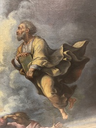 Franse school, navolger van Rafa&euml;l (1483-1520): De transfiguratie van Jezus, olie op doek, 17de eeuw