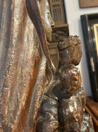 A polychromed wooden Saint Anne Trinity group, probably Flanders or Northern France, 15th C.