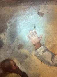 Franse school, navolger van Rafa&euml;l (1483-1520): De transfiguratie van Jezus, olie op doek, 17de eeuw