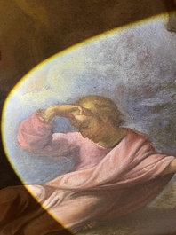 Franse school, navolger van Rafa&euml;l (1483-1520): De transfiguratie van Jezus, olie op doek, 17de eeuw