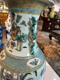 A Chinese famille rose vase with palace scenes, 19th C.