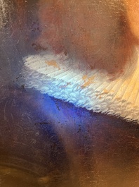 Illegibly signed, possibly School of Lille: Portrait of a nobleman with pocket watch, oil on canvas, 17th C.