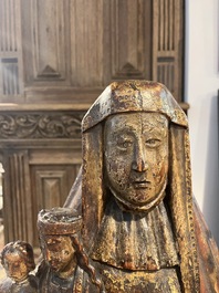 A polychromed wooden Saint Anne Trinity group, probably Flanders or Northern France, 15th C.