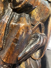 A polychromed wooden Saint Anne Trinity group, probably Flanders or Northern France, 15th C.