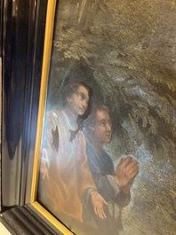 Franse school, navolger van Rafa&euml;l (1483-1520): De transfiguratie van Jezus, olie op doek, 17de eeuw