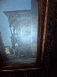 Jacques Fran&ccedil;ois Carabain (1834-1933): 'Une vue de la Piazza d'Erbe &agrave; Padoue' (Piazza delle Erbe, Padua), olie op doek
