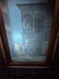 Jacques Fran&ccedil;ois Carabain (1834-1933): 'Une vue de la Piazza d'Erbe &agrave; Padoue' (Piazza delle Erbe, Padua), olie op doek