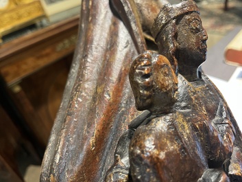 A polychromed wooden Saint Anne Trinity group, probably Flanders or Northern France, 15th C.