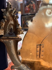 A French gilt bronze Louis XVI style cartel clock with floral design, late 19th C.