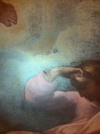 Franse school, navolger van Rafa&euml;l (1483-1520): De transfiguratie van Jezus, olie op doek, 17de eeuw