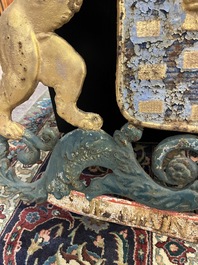 A Dutch polychrome and gilt cast iron 'Je maintiendrai' wall plaque, ca. 1900