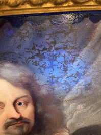 Illegibly signed, possibly School of Lille: Portrait of a nobleman with pocket watch, oil on canvas, 17th C.