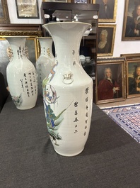 Drie diverse Chinese famille rose vazen, 19de/20ste eeuw