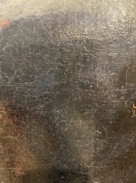 Illegibly signed, possibly School of Lille: Portrait of a nobleman with pocket watch, oil on canvas, 17th C.