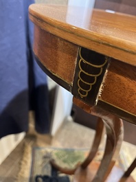 Jean-Joseph Chapuis (1765-1864): A brass inlaid wooden gueridon on four curved supports, first quarter 19th C.
