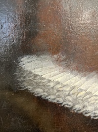 Illegibly signed, possibly School of Lille: Portrait of a nobleman with pocket watch, oil on canvas, 17th C.