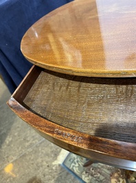 Jean-Joseph Chapuis (1765-1864): A brass inlaid wooden gueridon on four curved supports, first quarter 19th C.