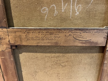 Jacques Fran&ccedil;ois Carabain (1834-1933): 'Une vue de la Piazza d'Erbe &agrave; Padoue' (Piazza delle Erbe, Padua), olie op doek