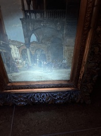 Jacques Fran&ccedil;ois Carabain (1834-1933): 'Une vue de la Piazza d'Erbe &agrave; Padoue' (Piazza delle Erbe, Padua), olie op doek