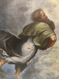 Franse school, navolger van Rafa&euml;l (1483-1520): De transfiguratie van Jezus, olie op doek, 17de eeuw