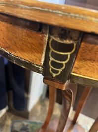 Jean-Joseph Chapuis (1765-1864): A brass inlaid wooden gueridon on four curved supports, first quarter 19th C.