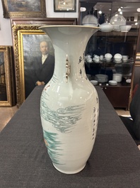 Three Chinese famille rose and qianjiang cai vases, 19th/20th C.