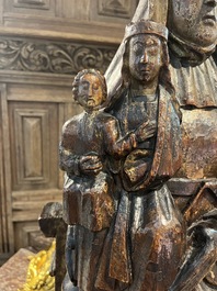 A polychromed wooden Saint Anne Trinity group, probably Flanders or Northern France, 15th C.
