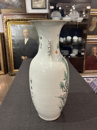 A pair of Chinese famille rose vases with ladies in a garden, 19th/20th C.