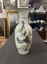 Three Chinese famille rose and qianjiang cai vases, 19th/20th C.