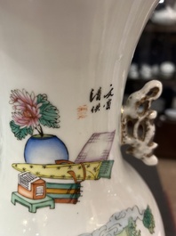 A Chinese famille rose double narrative design vase, 19th/20th C.
