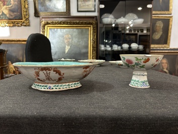 Een diverse collectie Chinees famille rose en qianjiang cai porselein, 19de eeuw