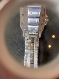 A Cartier Santos Galb&eacute;e yellow gold and steel wristwatch, n&deg;166930, second half 20th C.