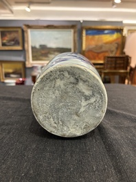 A Chinese blue and white sleeve 'water landscape' vase, 19th C.