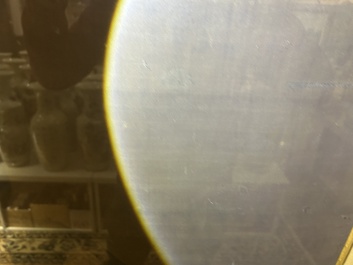 Chinese school: A blind beggar with a dog, ink and colours on silk, probably Ming