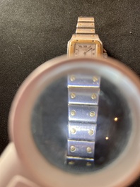 A Cartier Santos Galb&eacute;e yellow gold and steel wristwatch, n&deg;166930, second half 20th C.