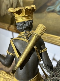 A gilt and patinated bronze Consulate pendule 'A l'Am&eacute;rique', Jean-Simon Deverberie, Paris, 1800-1804