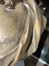 Franse school, navolger van Felix Lecomte (1737-1817): Buste van Marie Antoinette, gepatineerd terracotta op marmeren voet, ca. 1900