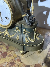 A gilt and patinated bronze Consulate pendule 'A l'Am&eacute;rique', Jean-Simon Deverberie, Paris, 1800-1804