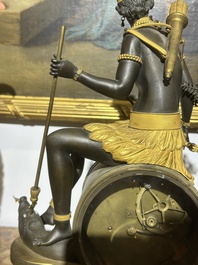 A gilt and patinated bronze Consulate pendule 'A l'Am&eacute;rique', Jean-Simon Deverberie, Paris, 1800-1804